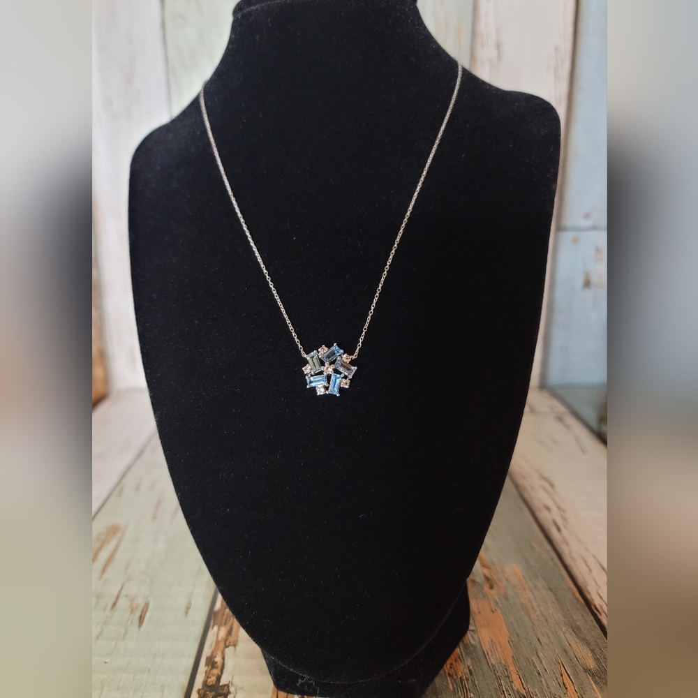 Sofia B. London Blue & White Topaz Round Pendant Necklace